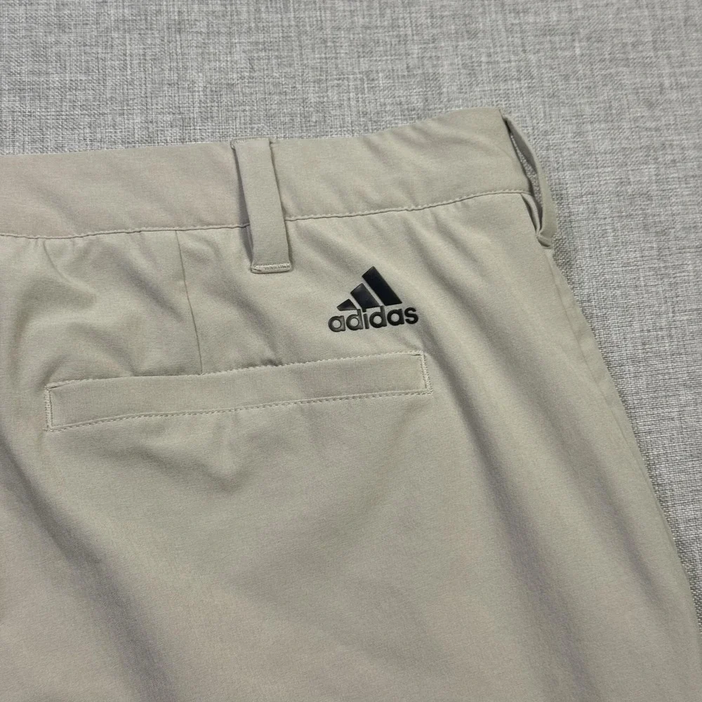 Adidas Golf Chino Pants Mens 38x30 Beige Stretch Flat Front Performance